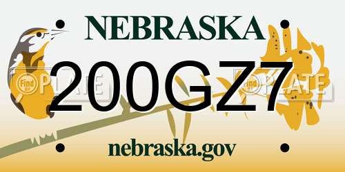 200GZ7 Nebraska License Plate
