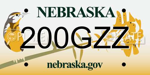 200GZZ Nebraska License Plate