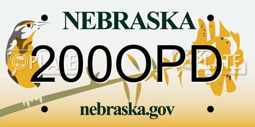 200OPD Nebraska License Plate