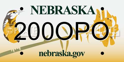 200OPO Nebraska License Plate