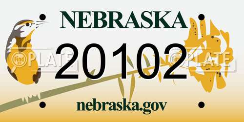 20102 Nebraska License Plate