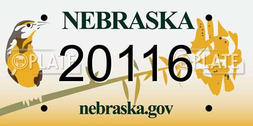 20116 Nebraska License Plate