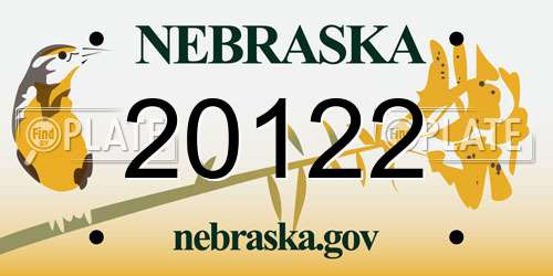 20122 Nebraska License Plate