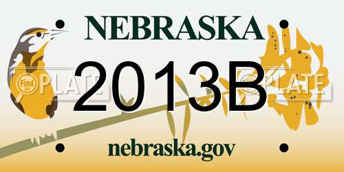2013B Nebraska License Plate