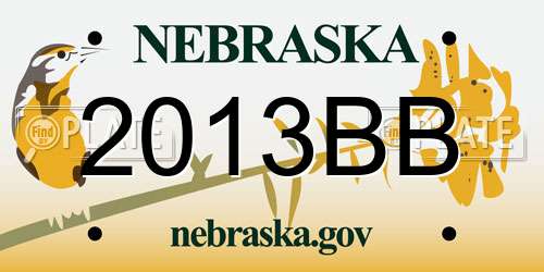 2013BB Nebraska License Plate