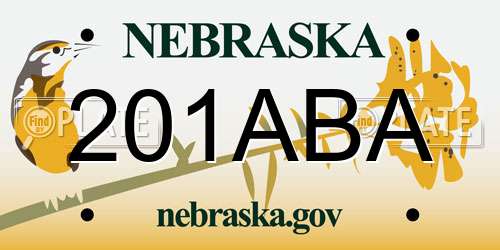 201ABA Nebraska License Plate