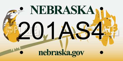 201AS4 Nebraska License Plate