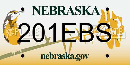 201EBS Nebraska License Plate