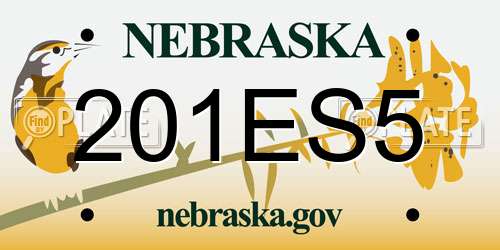 201ES5 Nebraska License Plate