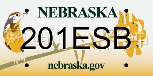 201ESB Nebraska License Plate