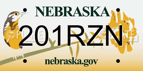 201RZN Nebraska License Plate
