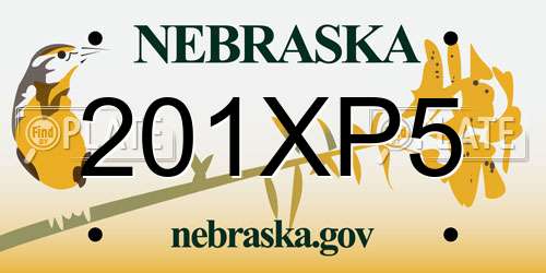 201XP5 Nebraska License Plate