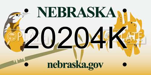 20204K Nebraska License Plate