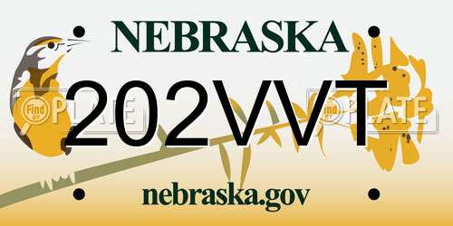 202VVT Nebraska License Plate