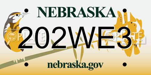 202WE3 Nebraska License Plate