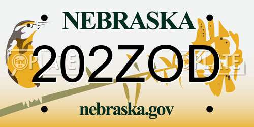 202ZOD Nebraska License Plate