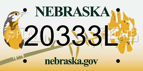 20333L Nebraska License Plate