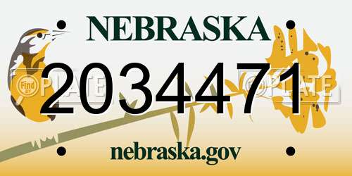 2034471 Nebraska License Plate