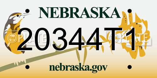 20344T1 Nebraska License Plate