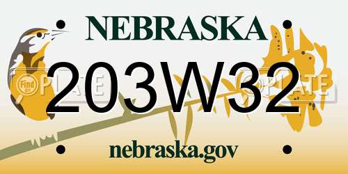 203W32 Nebraska License Plate