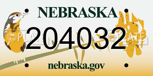 204032 Nebraska License Plate
