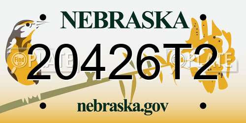 20426T2 Nebraska License Plate