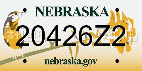 20426Z2 Nebraska License Plate