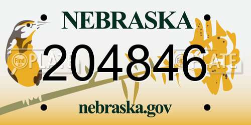 204846 Nebraska License Plate
