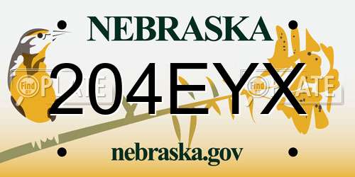204EYX Nebraska License Plate