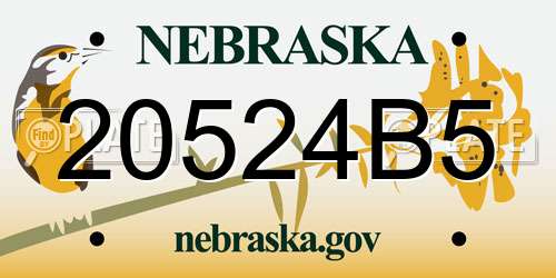 20524B5 Nebraska License Plate