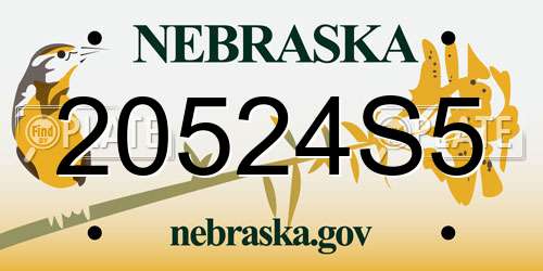 20524S5 Nebraska License Plate