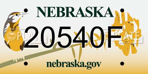 20540F Nebraska License Plate