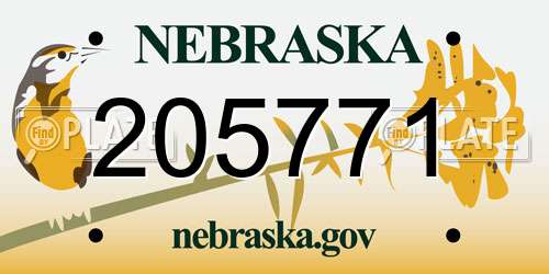205771 Nebraska License Plate