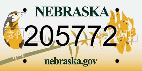 205772 Nebraska License Plate