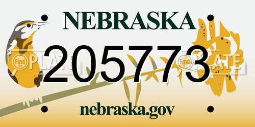 205773 Nebraska License Plate