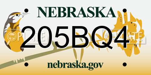 205BQ4 Nebraska License Plate
