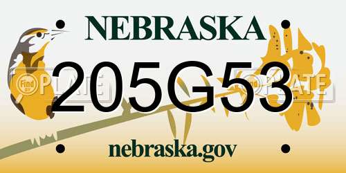 205G53 Nebraska License Plate