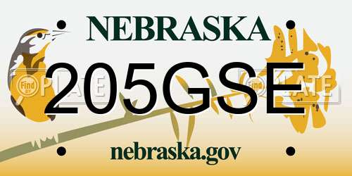 205GSE Nebraska License Plate