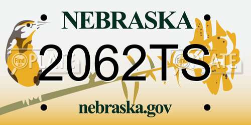 2062TS Nebraska License Plate