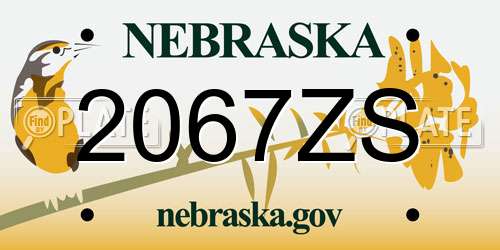2067ZS Nebraska License Plate