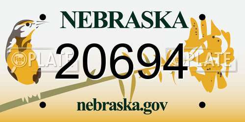 20694 Nebraska License Plate