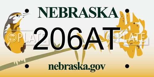 206AT Nebraska License Plate