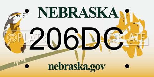 206DC Nebraska License Plate