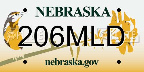 206MLD Nebraska License Plate