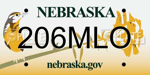 206MLO Nebraska License Plate