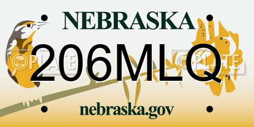 206MLQ Nebraska License Plate