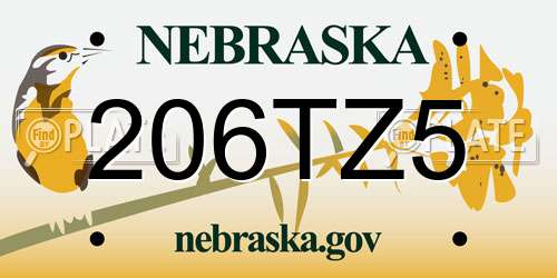 206TZ5 Nebraska License Plate