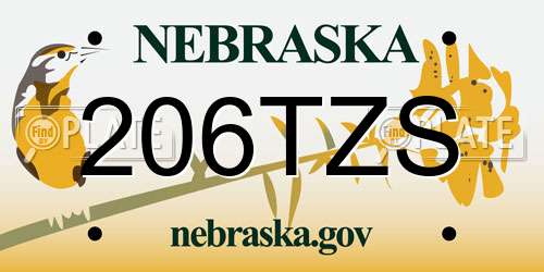 206TZS Nebraska License Plate