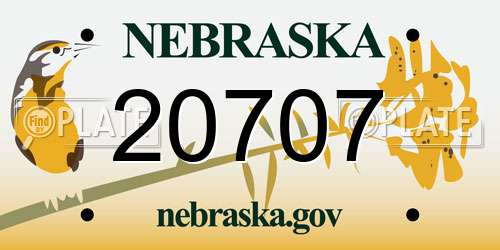 20707 Nebraska License Plate