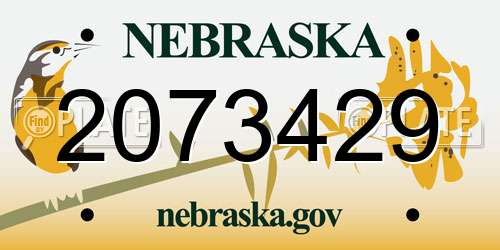 2073429 Nebraska License Plate